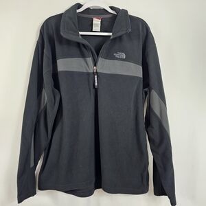 The North Face TKA 100 Quarter Zip Pullover In Black And Gray - Size XL